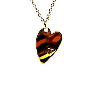 Gold Heart Charm Gold Indio Jewelry Necklace Chain #7070